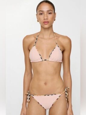Burberry Check Trim Pink Triangle Bikini L NWT